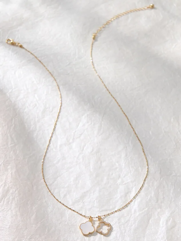 18K Gold Double Clover Necklace 18kgold Women Altar039d State Necklaces 18K Gold Double Clover Necklace 18kgold Women Altar039d State Necklaces