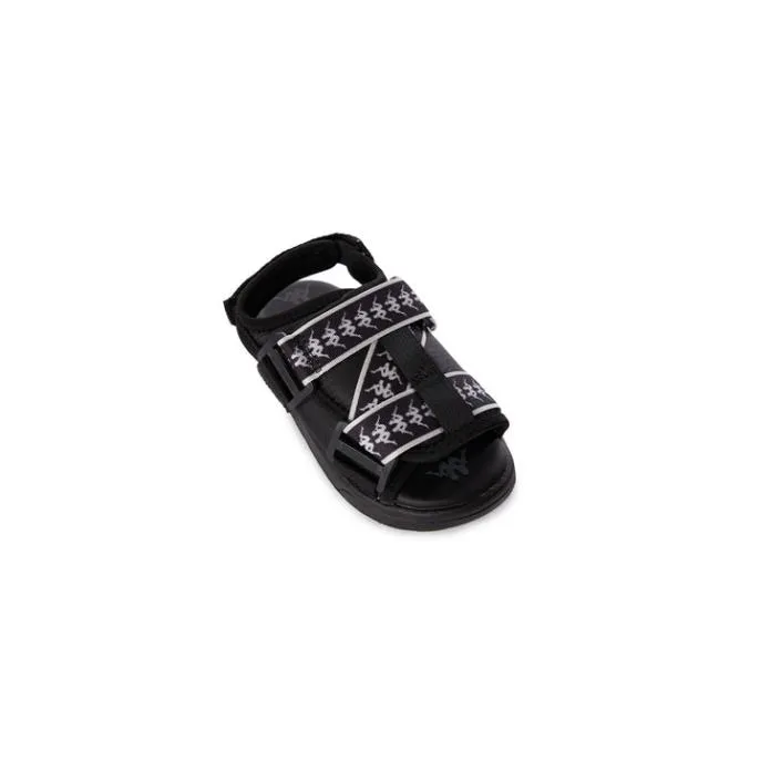 222 Banda Mitel 2 Toddlers Sandals 8211 Black White KidsFootwear Kappa Sandals