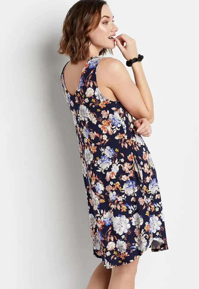 247 Blue Floral Shift Dress Women Maurices Dresses and Jumpsuits
