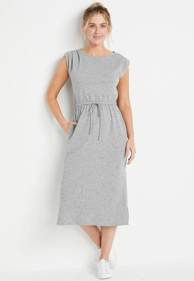 247 Gray Pocket Boyfriend Midi Dress Women Maurices Dresses and Jumpsuits