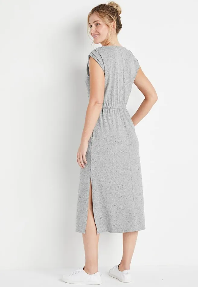247 Gray Pocket Boyfriend Midi Dress Women Maurices Dresses and Jumpsuits
