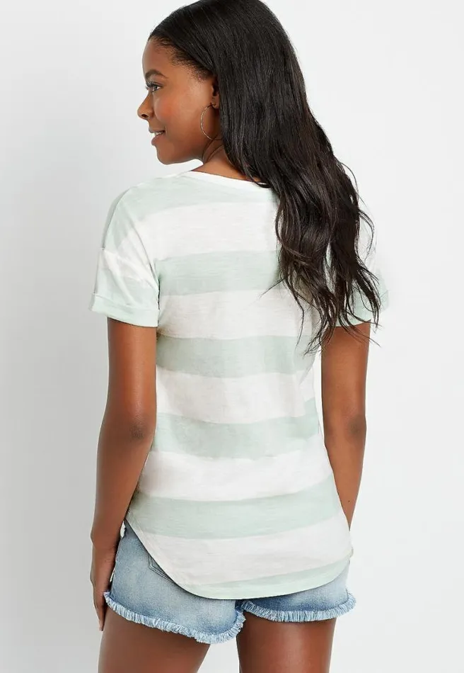 247 Mint Stripe Drop Shoulder Classic Tee Women Maurices Tops