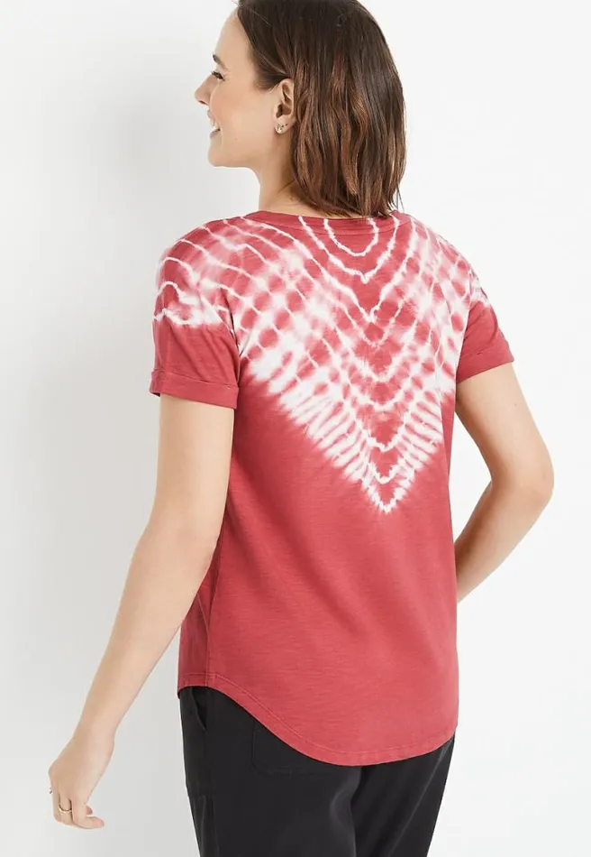 247 Red Tie Dye Drop Shoulder Tee Women Maurices Tops