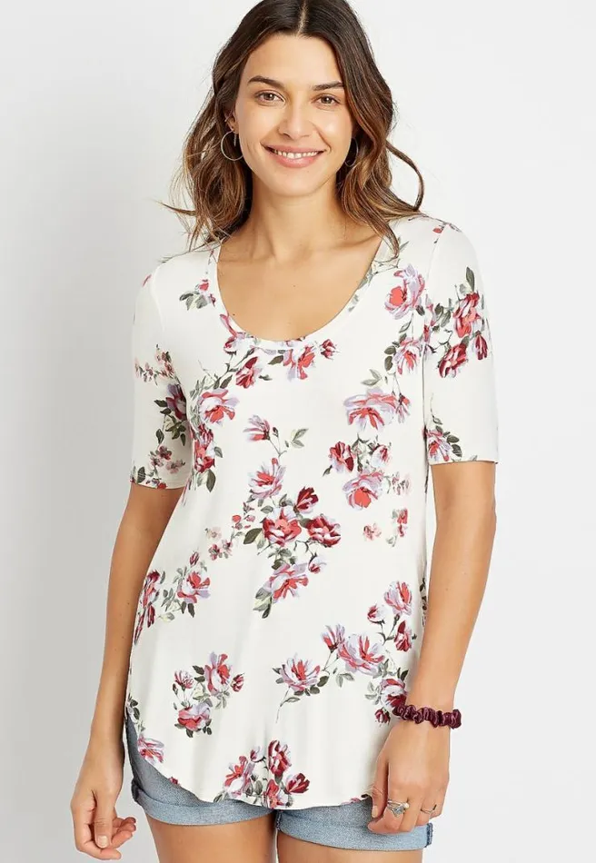 247 White Floral Flawless Tee Women Maurices Tops