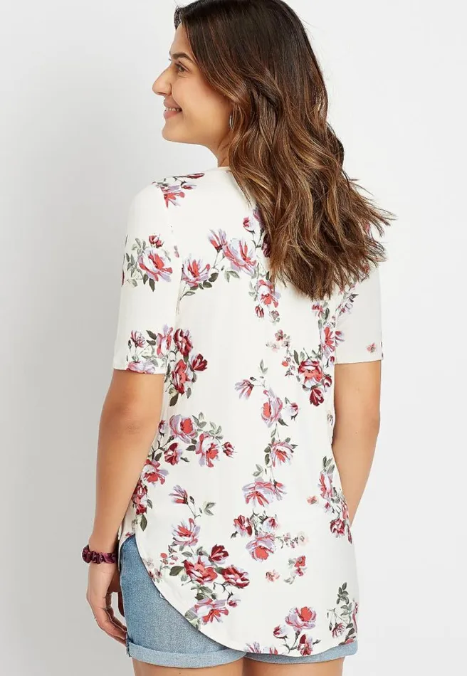 247 White Floral Flawless Tee Women Maurices Tops
