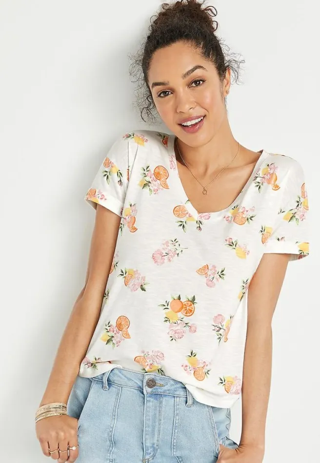 247 White Fruit Drop Shoulder Tee Women Maurices Tops