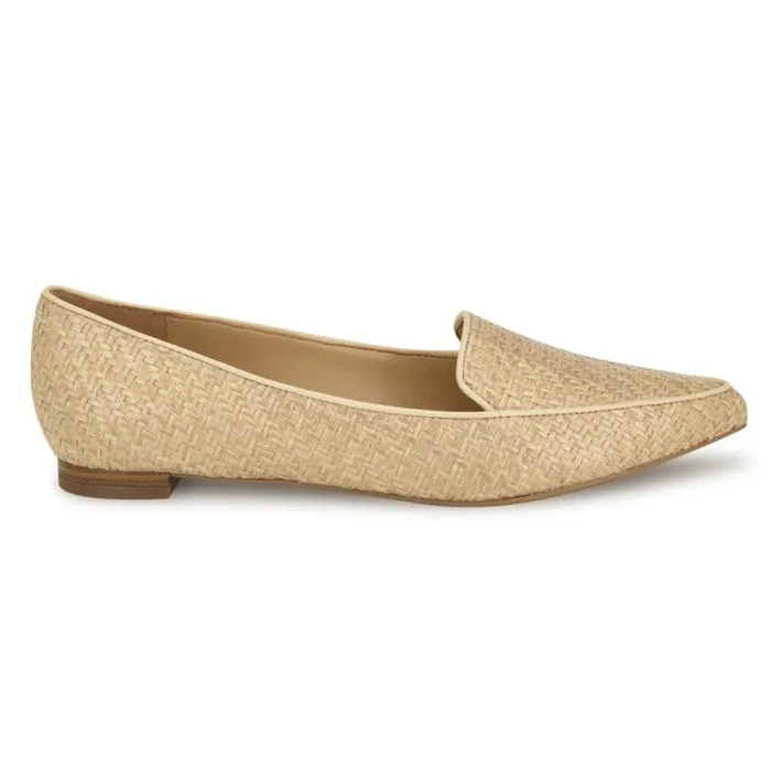 Abay Smoking Flats Natural Raffia Women Nine West Flats