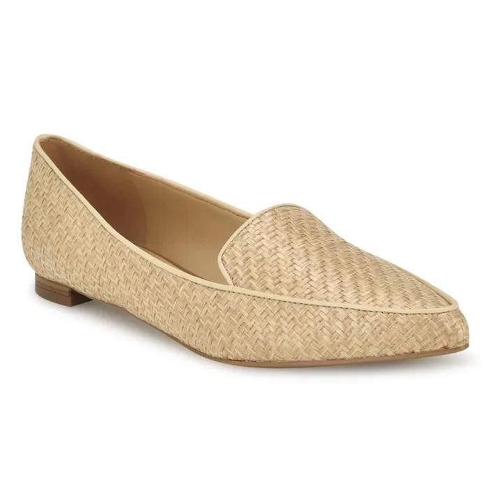 Abay Smoking Flats Natural Raffia Women Nine West Flats