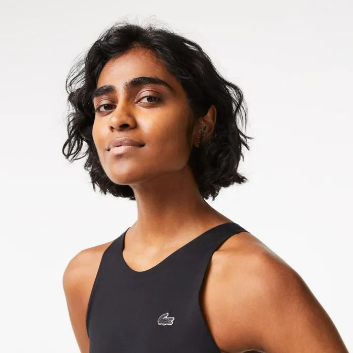 Activewear Women Lacoste Womens OnePiece Recycled Polyamide Swimsuit Black 031