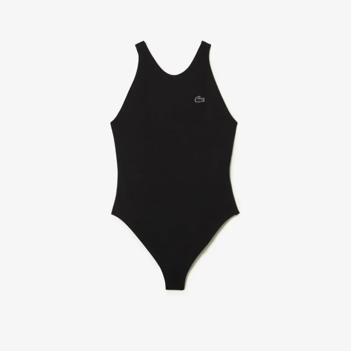 Activewear Women Lacoste Womens OnePiece Recycled Polyamide Swimsuit Black 031