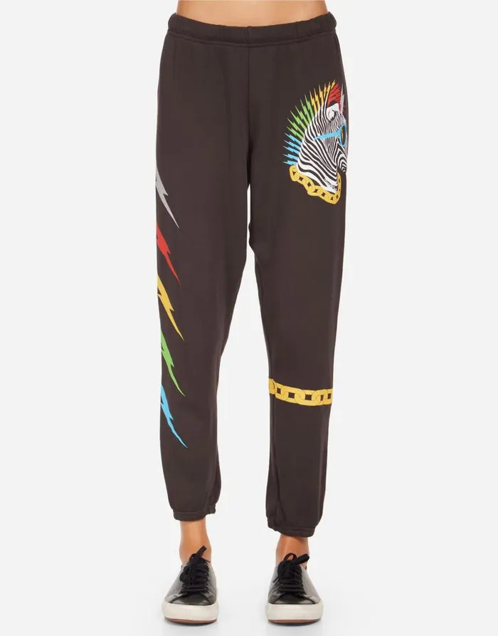 Alana Lightning Zebra Onyx Women Lauren Moshi Crop Sweatpants