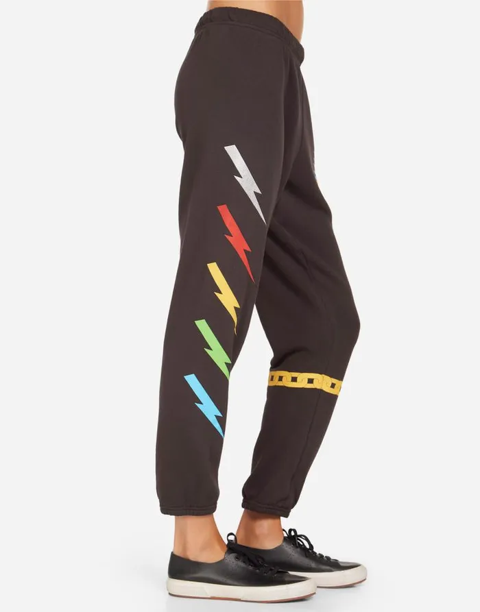 Alana Lightning Zebra Onyx Women Lauren Moshi Crop Sweatpants
