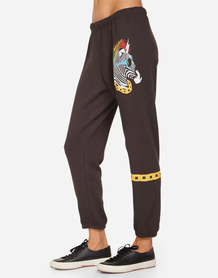 Alana Lightning Zebra Onyx Women Lauren Moshi Crop Sweatpants