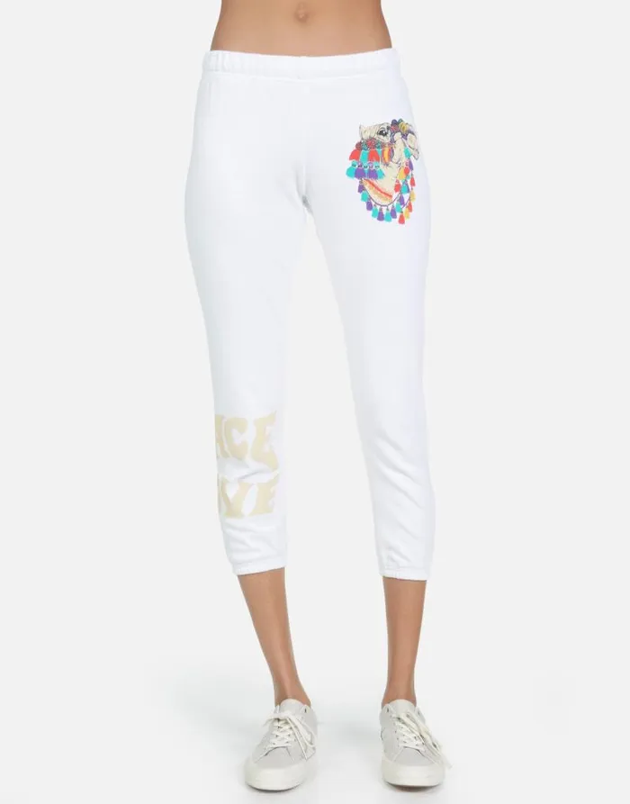 Alana Peace Love Camel White Women Lauren Moshi Crop Sweatpants