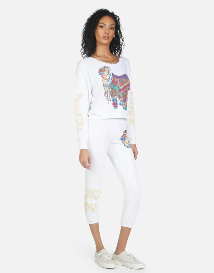 Alana Peace Love Camel White Women Lauren Moshi Crop Sweatpants