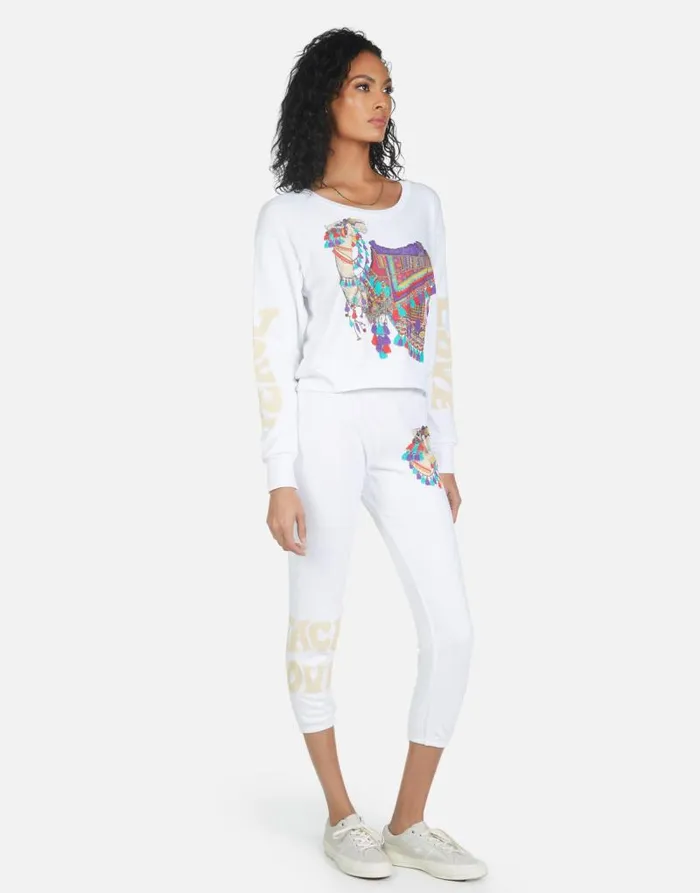 Alana Peace Love Camel White Women Lauren Moshi Crop Sweatpants