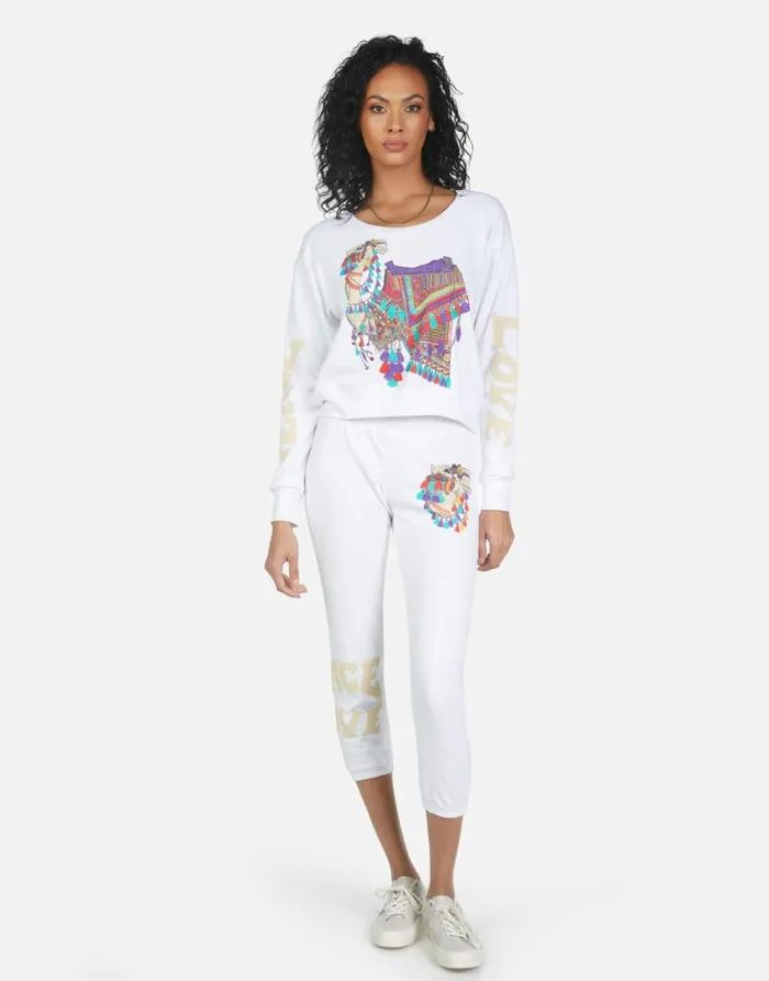Alana Peace Love Camel White Women Lauren Moshi Crop Sweatpants