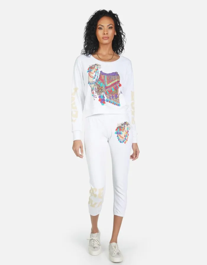 Alana Peace Love Camel White Women Lauren Moshi Crop Sweatpants