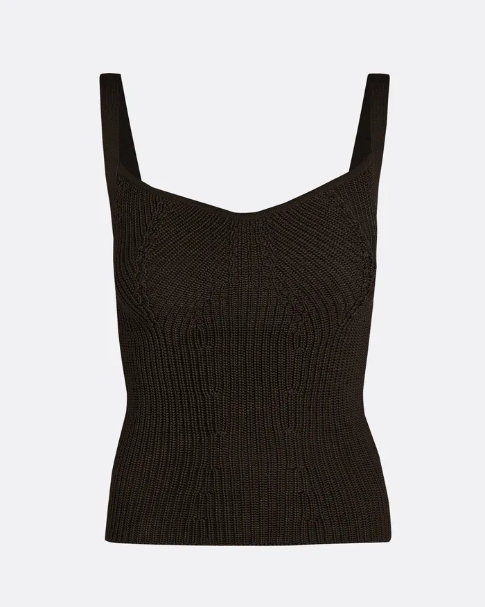 Amal Dark Mocha Crochet Top Dark Mocha Women Knitwear Safiyaa