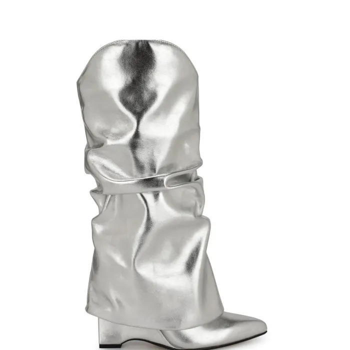 Amazin Slouch Western Boots Silver Women Nine West Boots and Booties