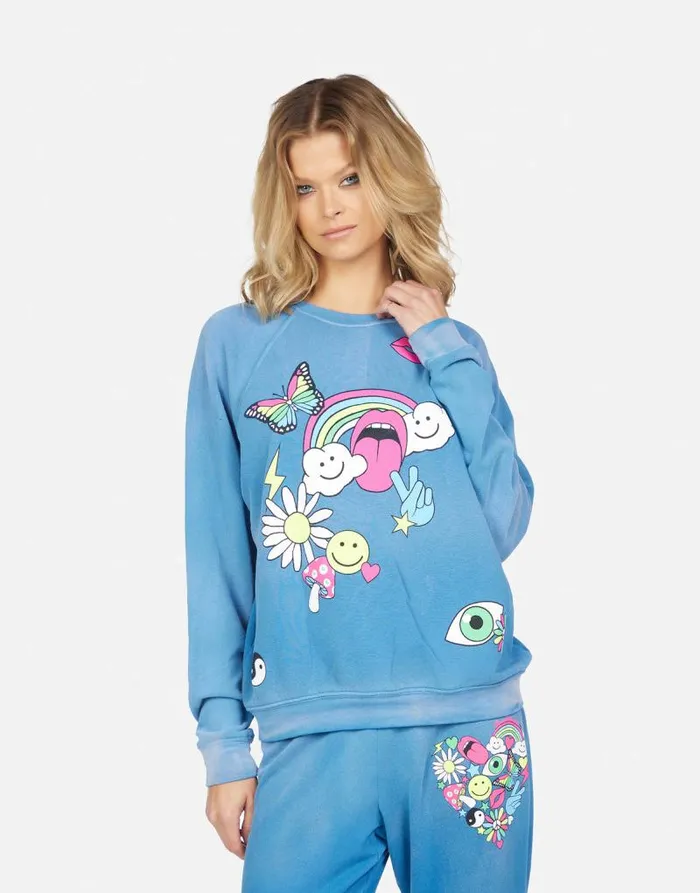 Anela Elements Heart Faded Riptide Women Lauren Moshi Long Sleeve