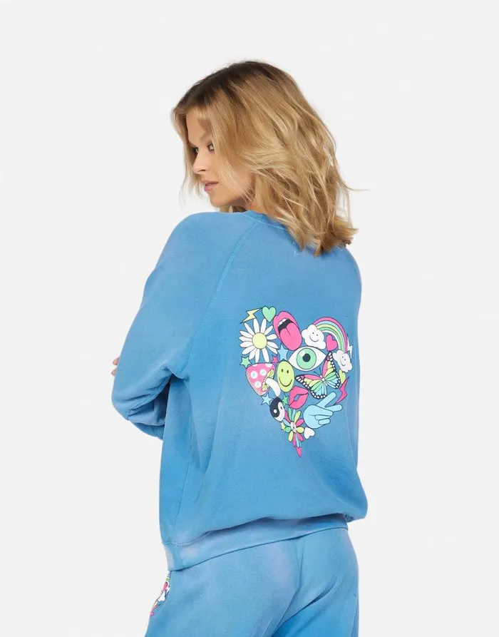 Anela Elements Heart Faded Riptide Women Lauren Moshi Long Sleeve