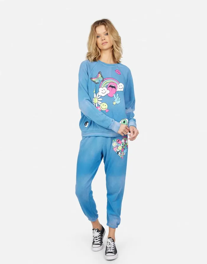 Anela Elements Heart Faded Riptide Women Lauren Moshi Long Sleeve