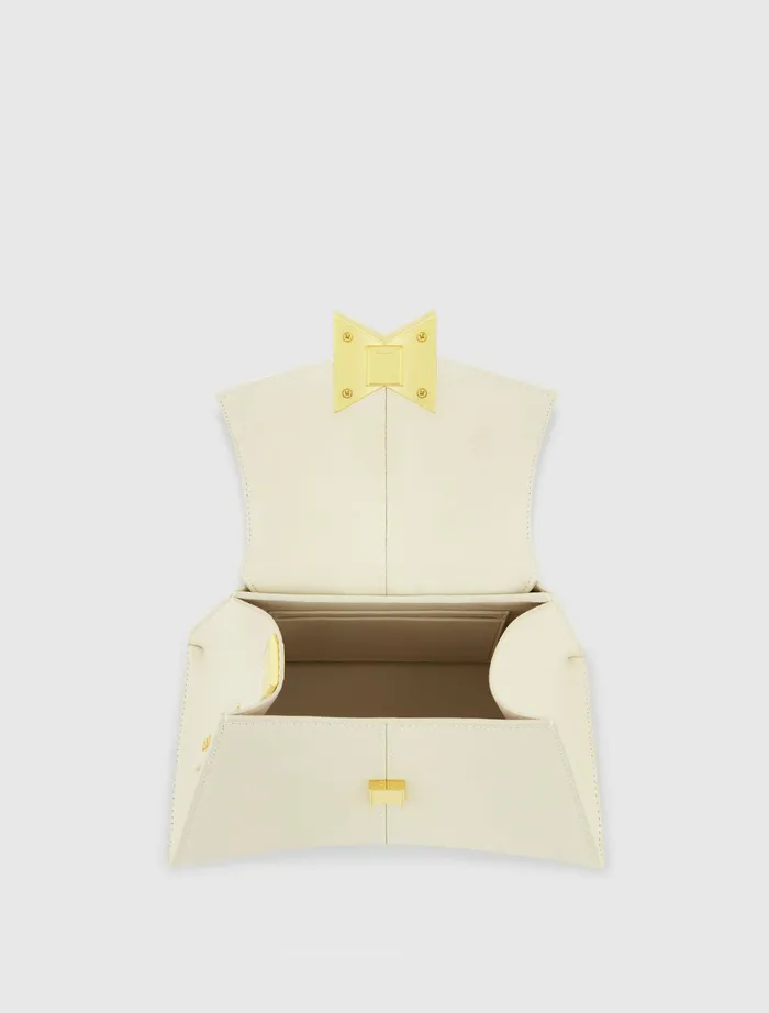 Angular Small Leather Handbag With Gold Hardware Ecru Top Handle Bags Mac Duggal Women