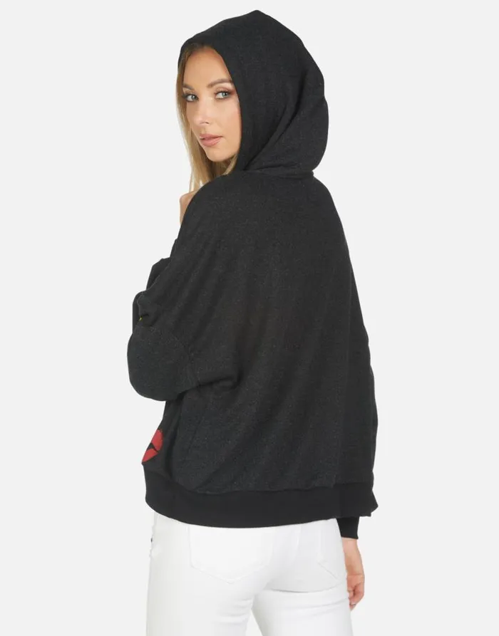 Anissa Peace Love Stripe Black Women Lauren Moshi Hoodies