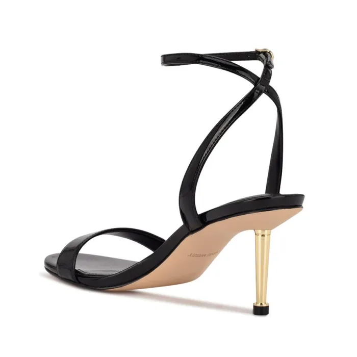 Anny Ankle Strap Heeled Sandals Black Patent Women Nine West Sandals