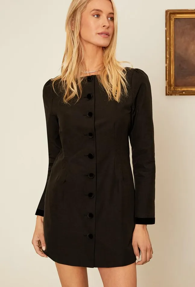 Antoinette Faille Button Down Mini Dress Women Ciao Lucia Black Dresses