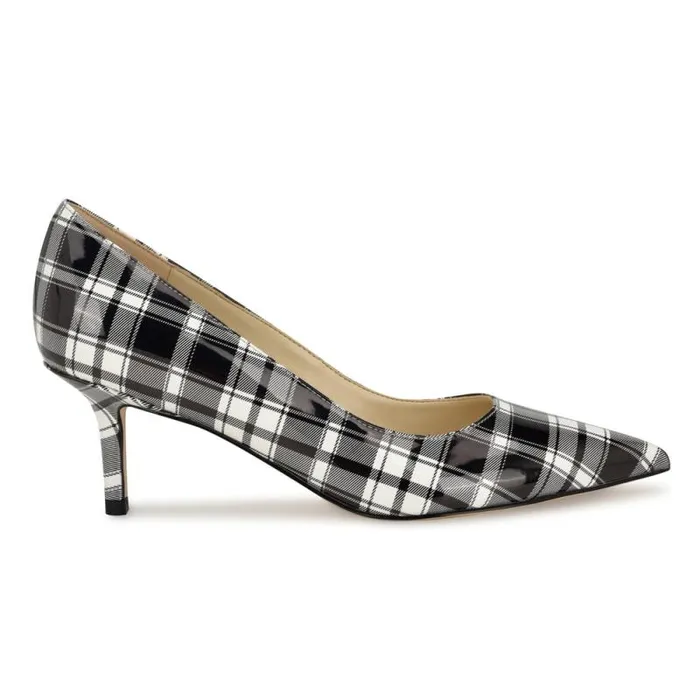 Arlene Pointy Toe Pumps Blackwhite Patent Plaid Women Nine West Heels
