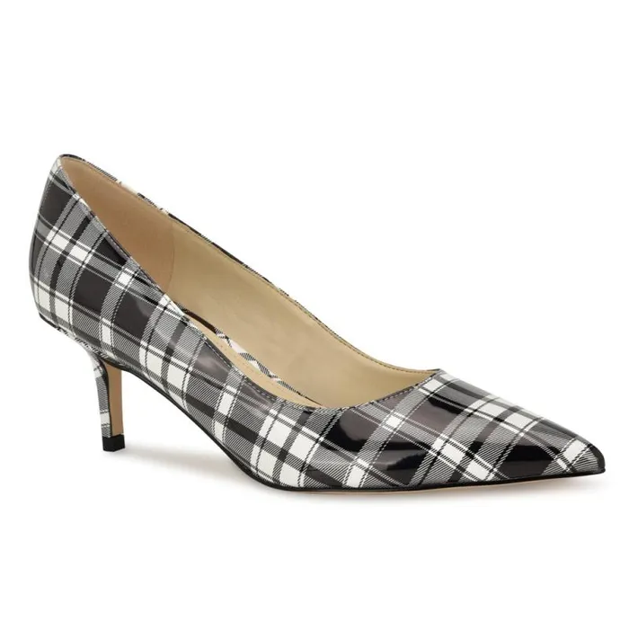 Arlene Pointy Toe Pumps Blackwhite Patent Plaid Women Nine West Heels