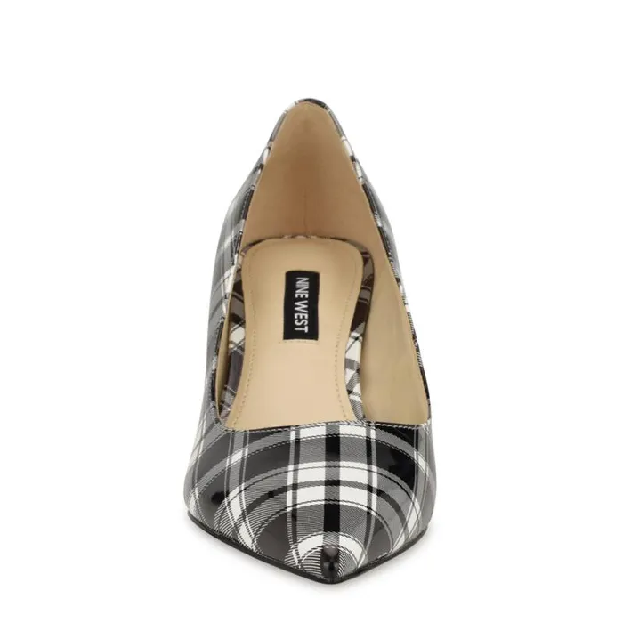 Arlene Pointy Toe Pumps Blackwhite Patent Plaid Women Nine West Heels