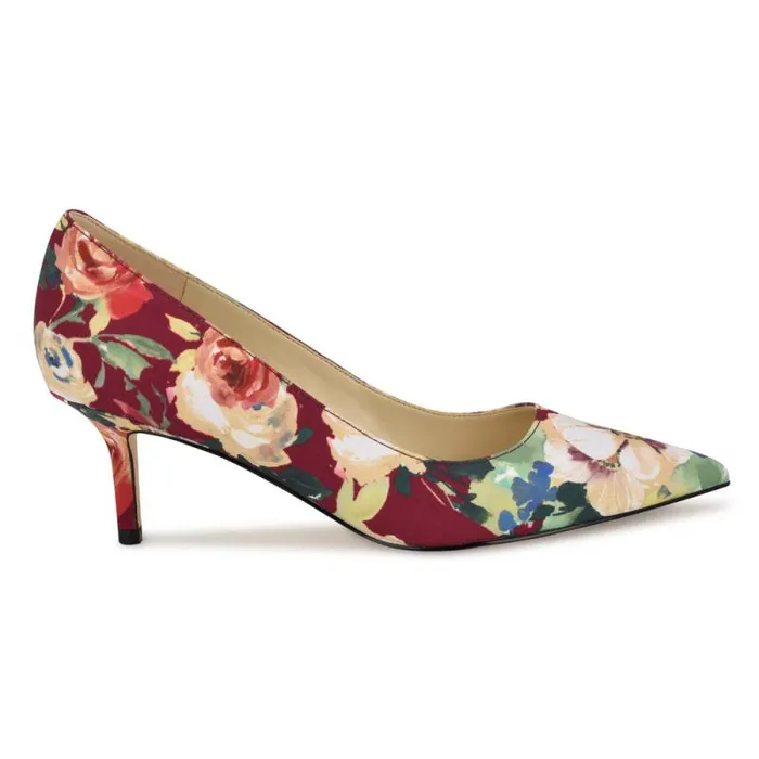 Arlene Pointy Toe Pumps Dark Red Floral Women Nine West Heels