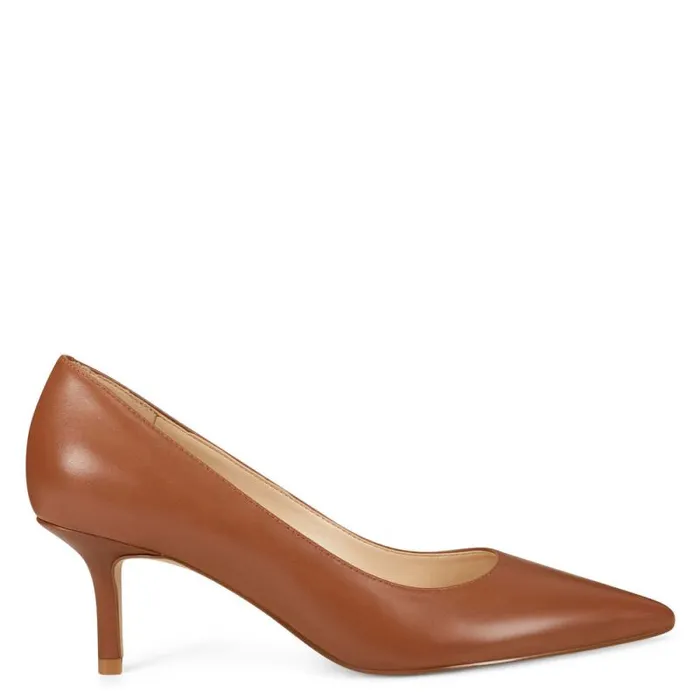 Arlene Pointy Toe Pumps Light Brown Leather Women Nine West Heels