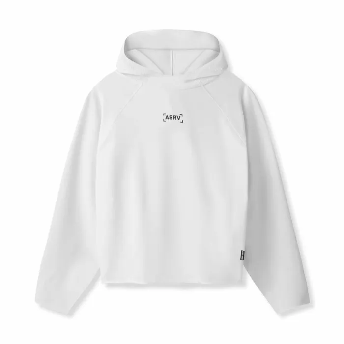 ASRV Hoodies and Sweatshirts Men MicroTerry Raw Hem Hoodie White