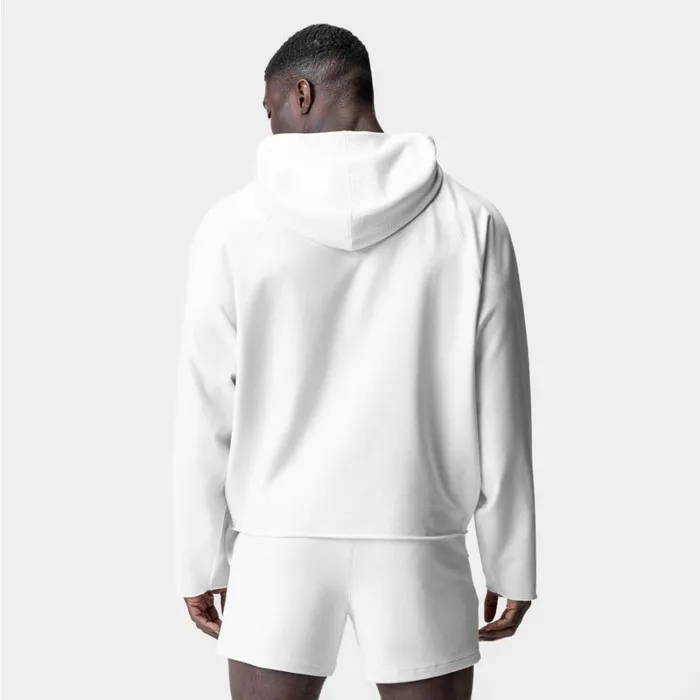 ASRV Hoodies and Sweatshirts Men MicroTerry Raw Hem Hoodie White