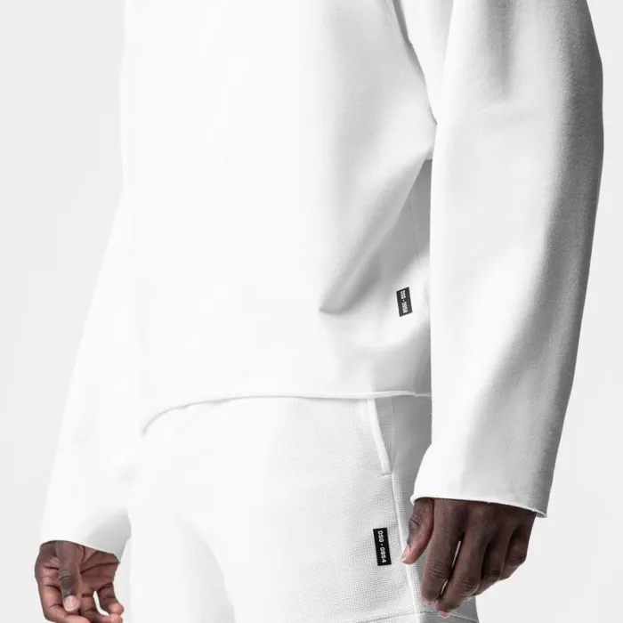 ASRV Hoodies and Sweatshirts Men MicroTerry Raw Hem Hoodie White