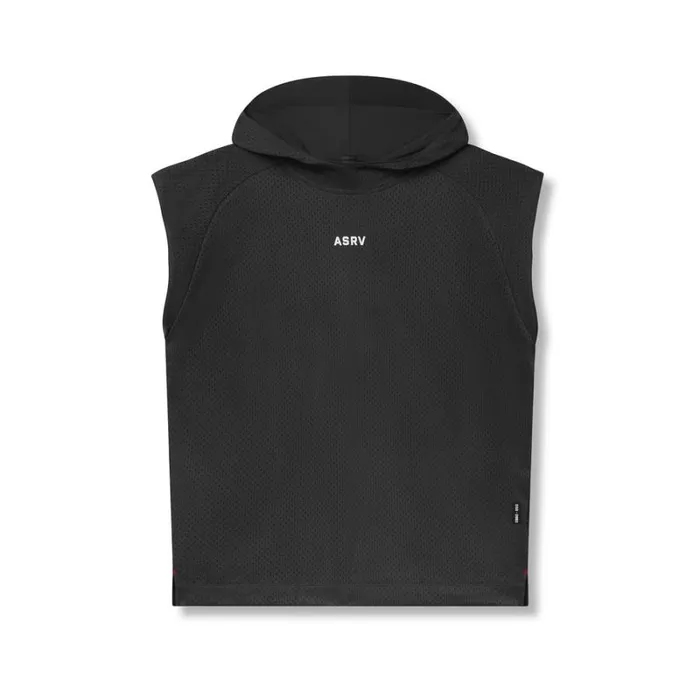 ASRV Hoodies and Sweatshirts Men Reversible 2in1 Cutoff Hoodie Black