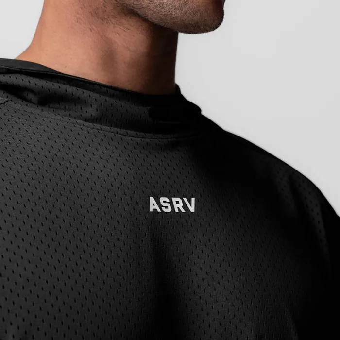 ASRV Hoodies and Sweatshirts Men Reversible 2in1 Cutoff Hoodie Black