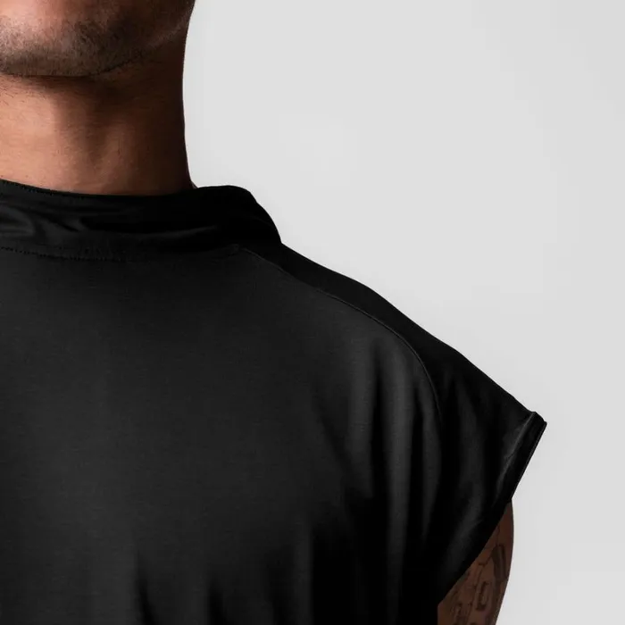 ASRV Hoodies and Sweatshirts Men Reversible 2in1 Cutoff Hoodie Black