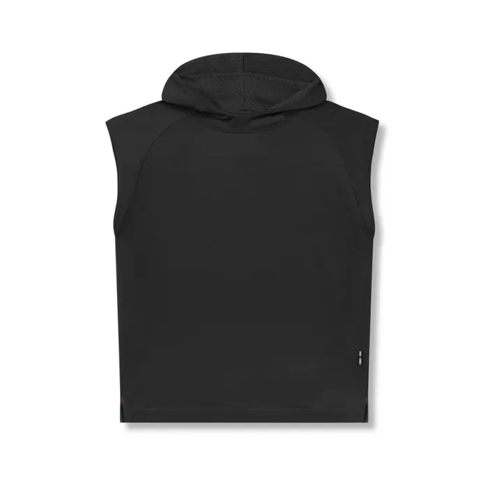 ASRV Hoodies and Sweatshirts Men Reversible 2in1 Cutoff Hoodie Black