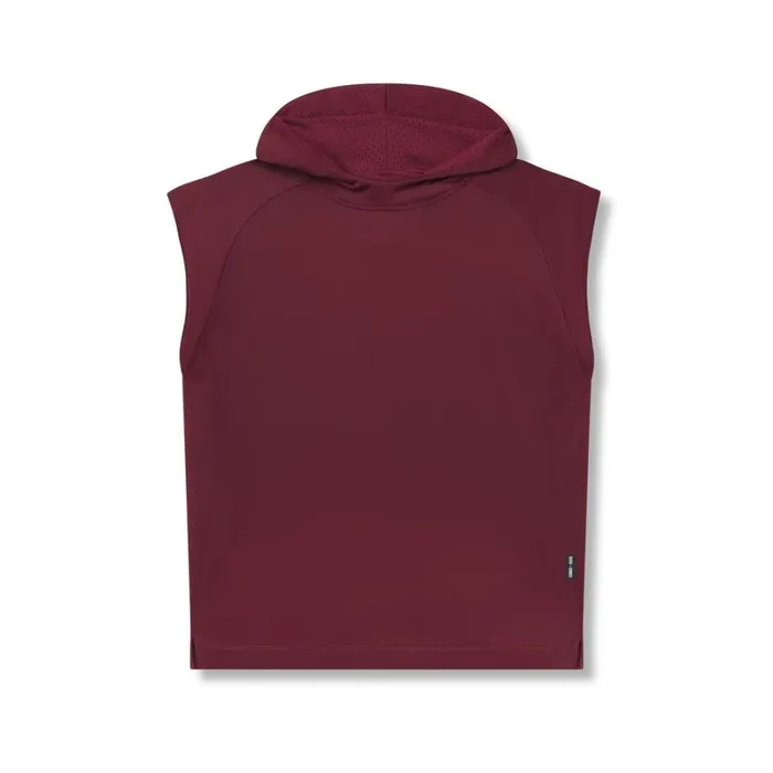 ASRV Hoodies and Sweatshirts Men Reversible 2in1 Cutoff Hoodie Crimson Red