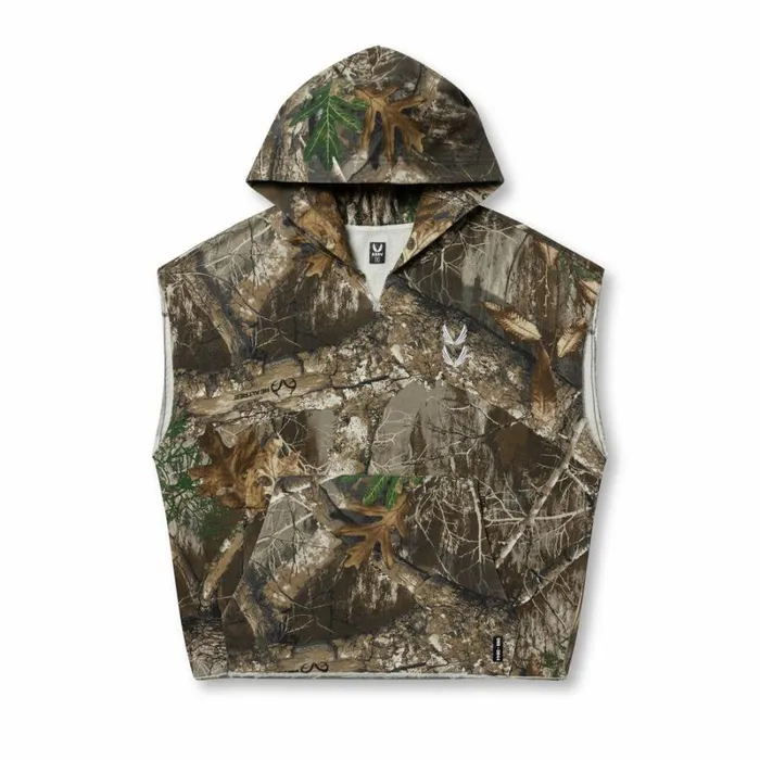 ASRV Hoodies and Sweatshirts Men Tech Essential Raw Hem Cutoff Hoodie Realtree Camo