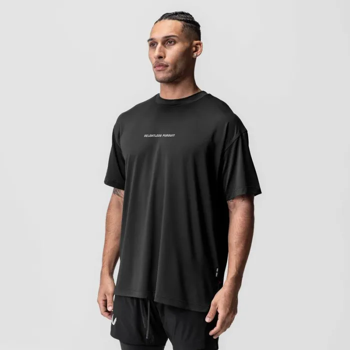 ASRV Short Sleeves Men AeroSilver Oversized Tee Black 034rp034
