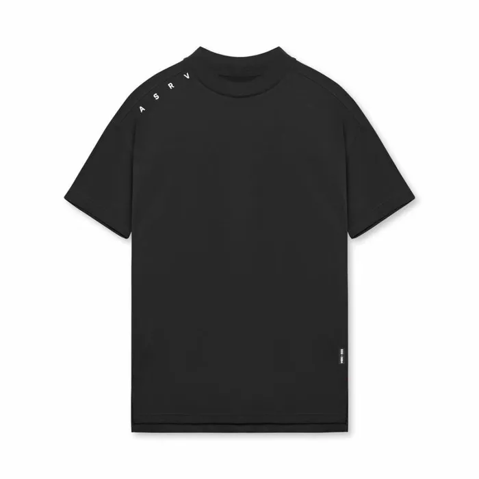 ASRV Short Sleeves Men Core Mock Neck Tee Black