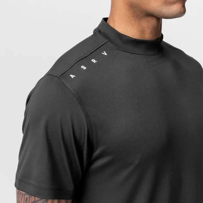ASRV Short Sleeves Men Core Mock Neck Tee Black
