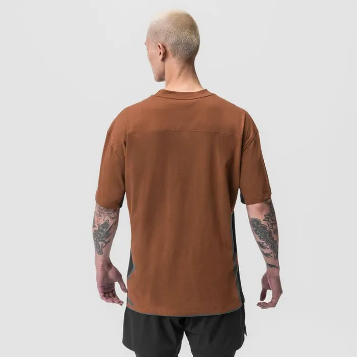 ASRV Short Sleeves Men Supima Mesh Panel Oversized Tee Rust