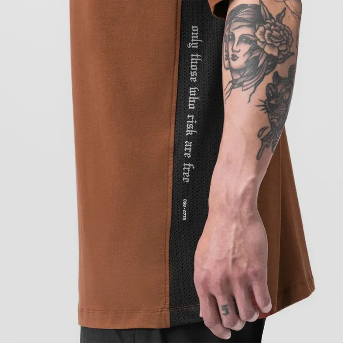 ASRV Short Sleeves Men Supima Mesh Panel Oversized Tee Rust